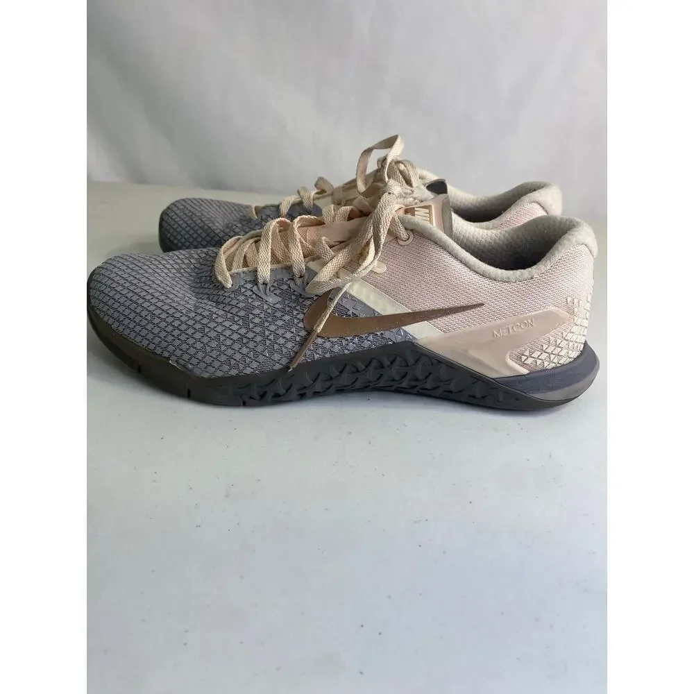 Nike Womens Metcon 4 XD MTLC Atmosphere Gray Pink Athletic Shoes Sneakers Gym 9